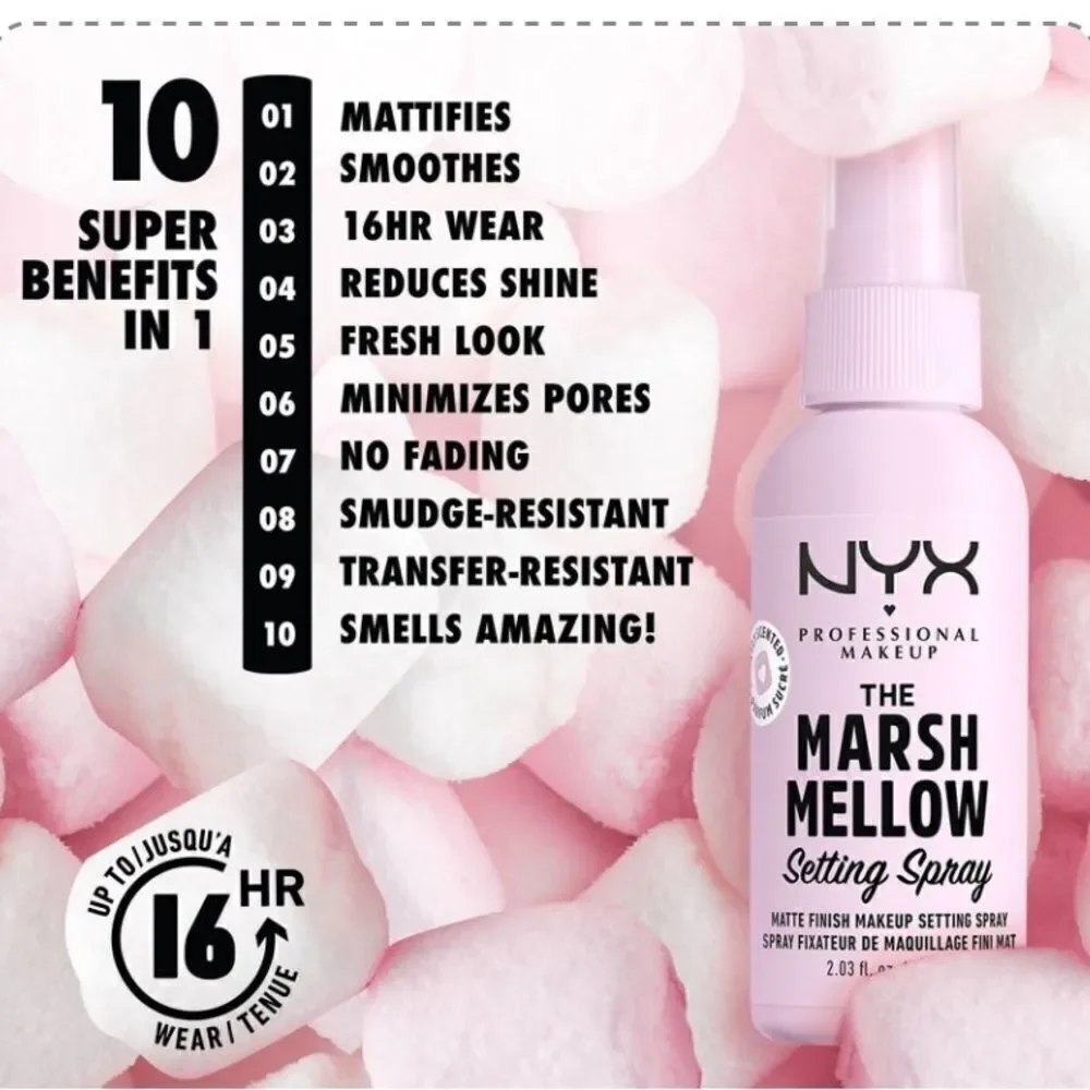 🦋NYX Long Lasting Matte Setting Spray Marshmallow Scented New Full Size